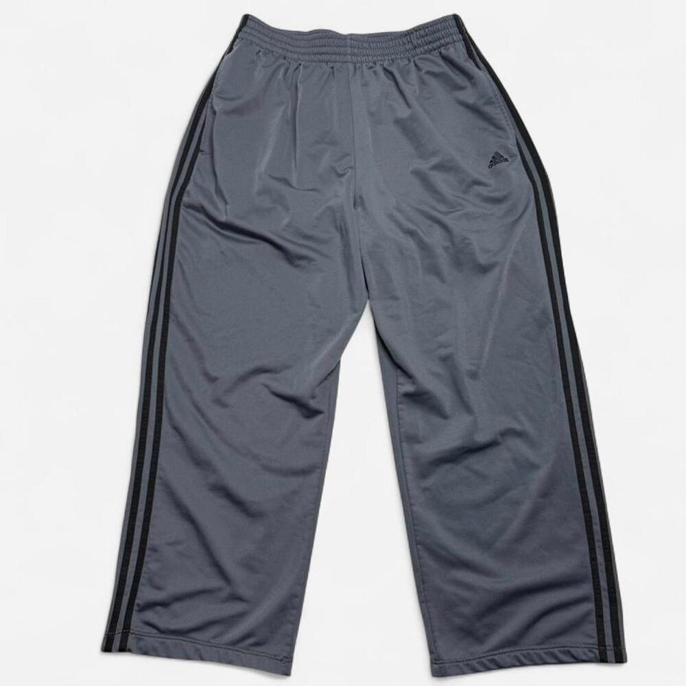 Adidas 3 Stripe Tricot Track Pants Gray Black Athletic Sweatpants Men’s XL